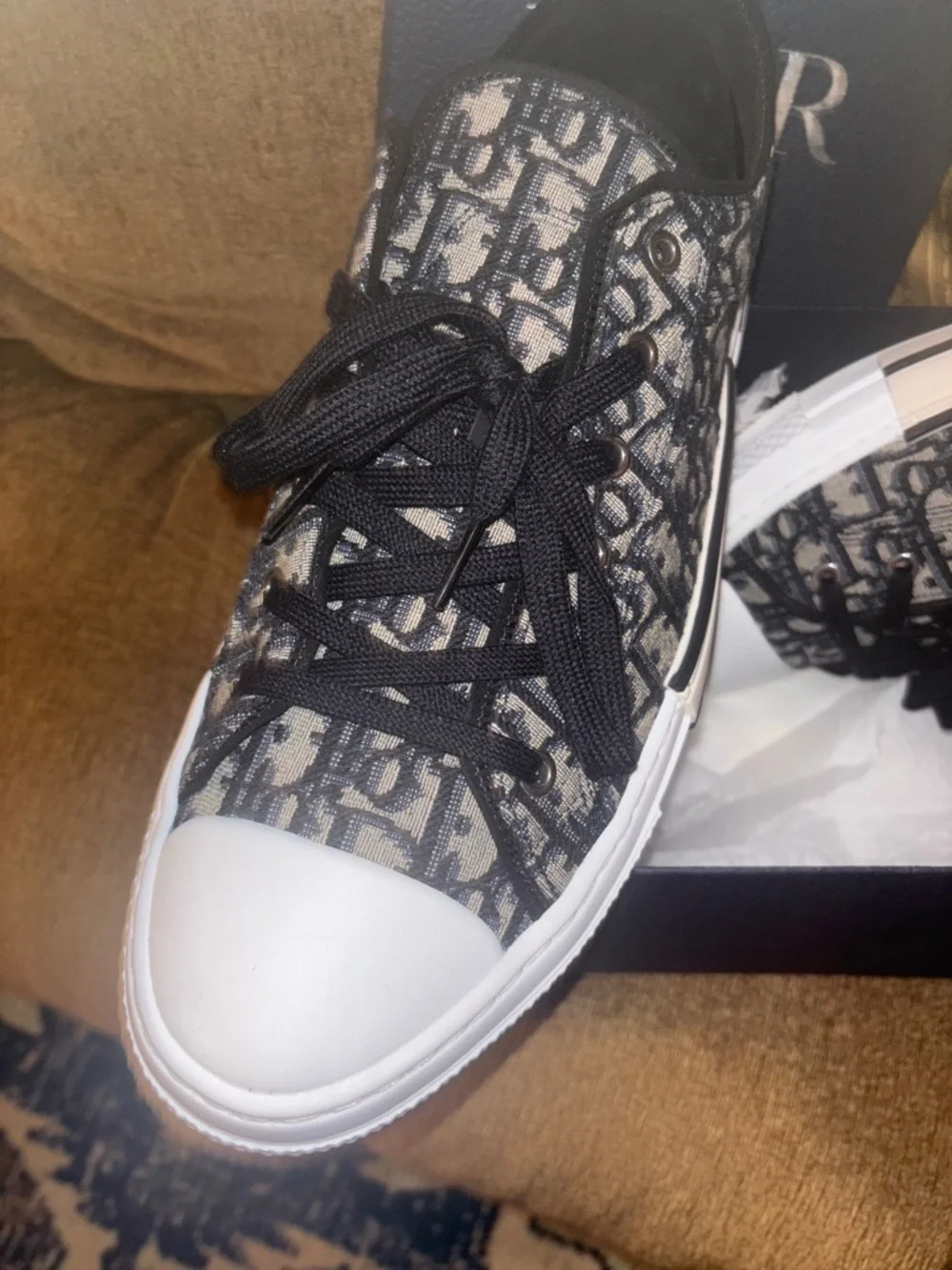 Dior Low-Top Oblique Canvas Sneakers in Black and White - Picture 7 of 7